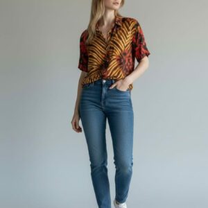 Chemise Assia tissus wax imprimé Rouge