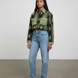 Chemise Courte Peace tissus imprimé wax tie-dye Vert