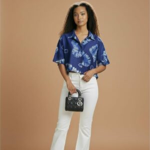 Chemise Crop top Assia imprimé wax Bleu