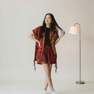 Ensemble Noémie Short imprimé wax Rouge-Noire