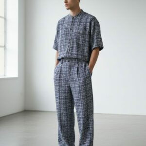 Ensemble Scofield Pantalon tissus imprimé wax tie-dye bleu