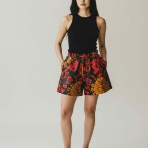 Short Ample Zoé tissus imprimé wax rouge